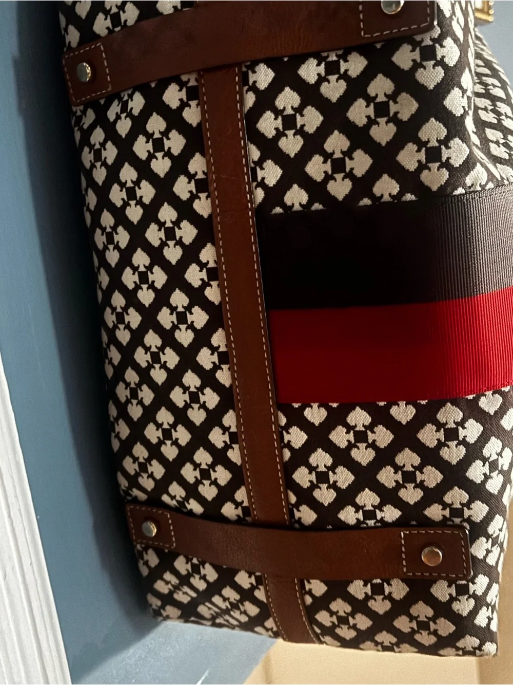 Kate Spade New York Spade Print Weekender Travel Tote Overnight Bag Crossbody